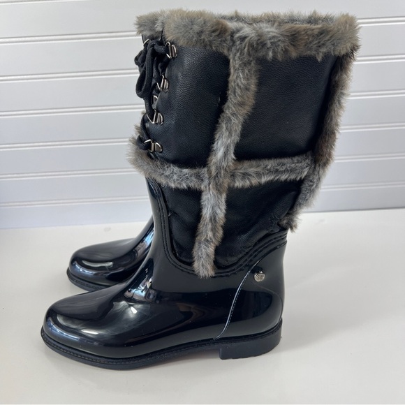 Stuart Weitzman Rebooting Faux-Fur-Trimmed Rain Boots Sz 7.5/38 - Picture 2 of 14